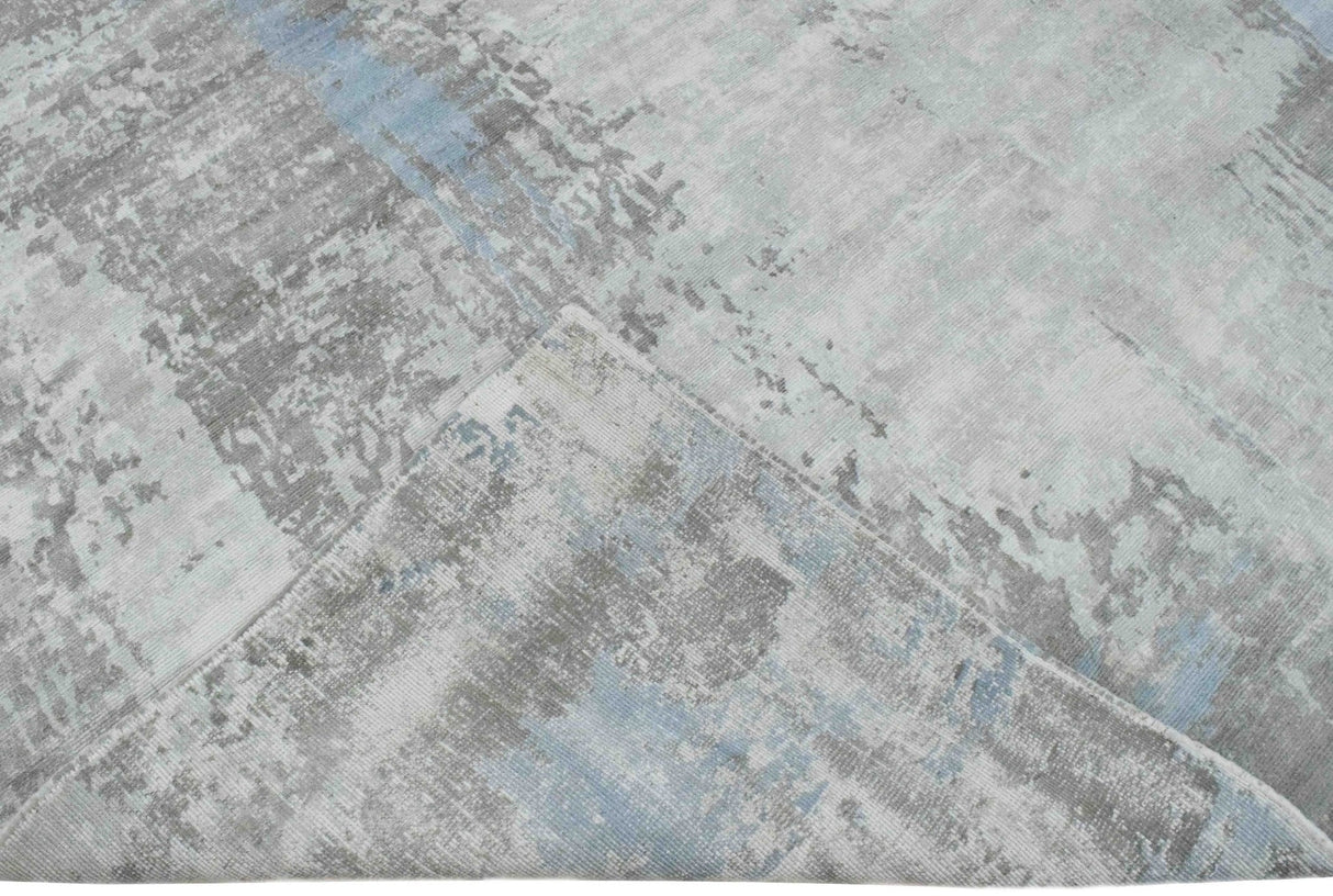 Ready to Ship Gray And Silver Modern Abstract Hand Loom 8x10 Viscose Rug