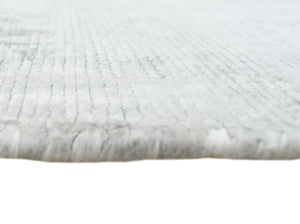 Hand Loom 8x10 Modern Abstract Gray And Silver Viscose Rug