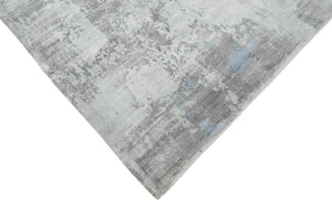 Hand Loom 8x10 Modern Abstract Gray And Silver Viscose Rug