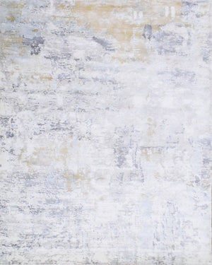 Modern Abstract Silver And Blue Hand Loom Viscose Area Rug