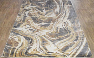 Modern Abstract Beige And Gray Hand Loom 8x10 Wool Rug
