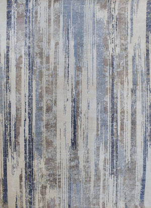 Hand Knotted 8x10 Modern Abstract Blue And Beige Bamboo Silk Area Rug
