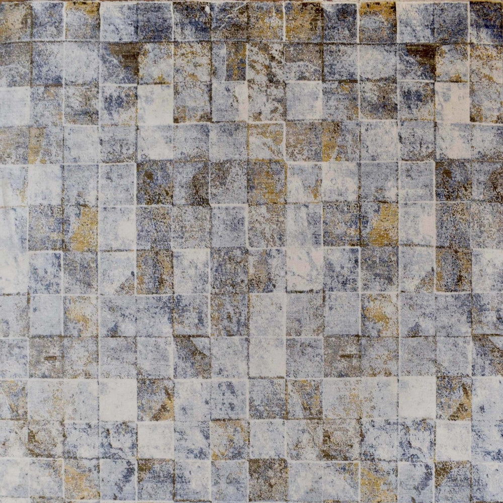 Contemporary Style Blue And Gold Hand Knotted Bamboo Silk 8x10 Area Rug