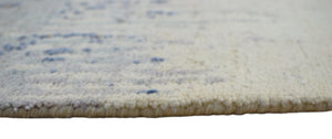 Modern Abstract Rust And Blue Hand Knotted Bamboo Silk 8x10 Area Rug