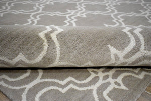 Modern Geometrical Hand Tufted Silver Wool 8x10 Area Rug