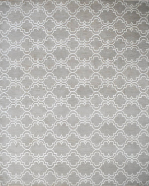 Modern Geometrical Hand Tufted Silver Wool 8x10 Area Rug