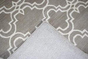 Modern Geometrical Hand Tufted Silver Wool 8x10 Area Rug