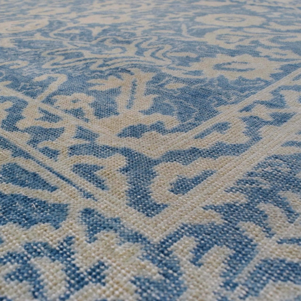 Traditional Blue and Beige Hand Knotted 8x10 Wool Area Rug