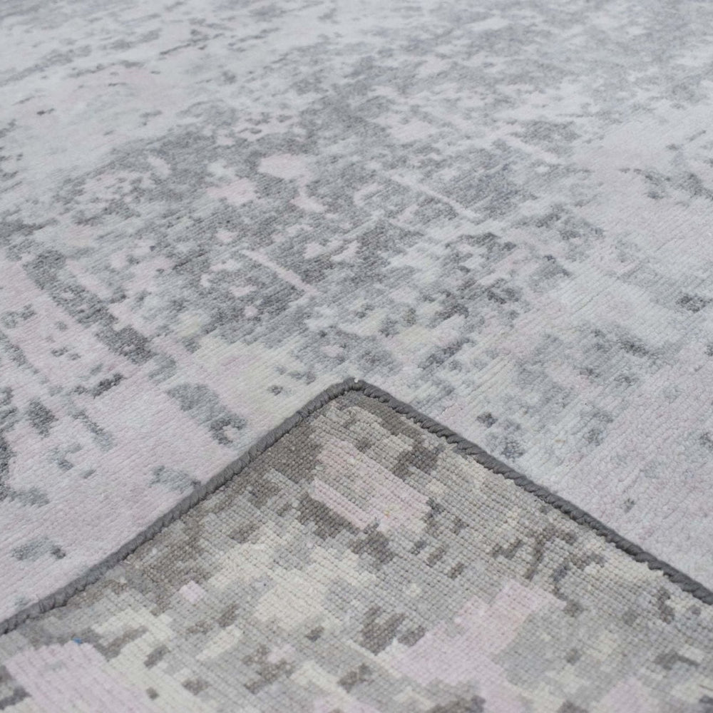 Gray Transitional Style Handmade Bamboo Silk 8x10 Area Rug