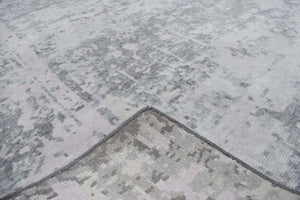 Gray Transitional Style Handmade Bamboo Silk 8x10 Area Rug