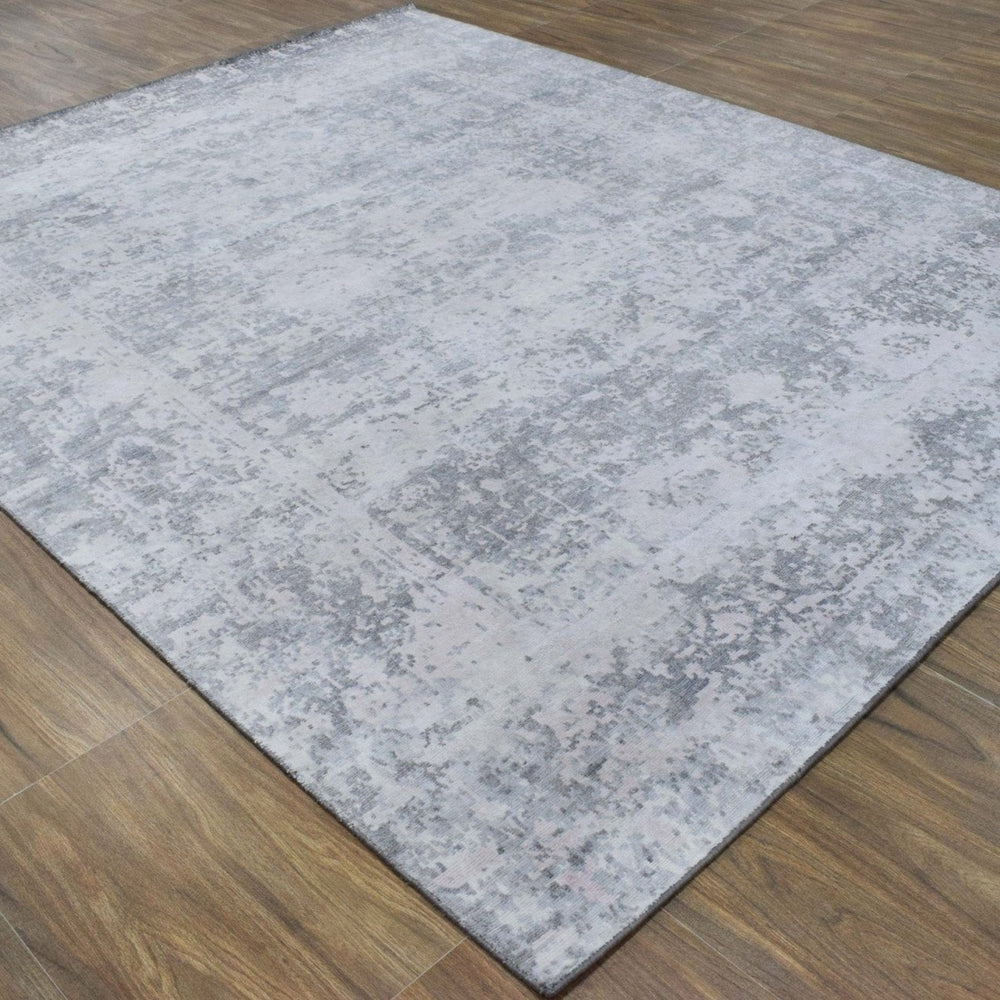Gray Transitional Style Handmade Bamboo Silk 8x10 Area Rug