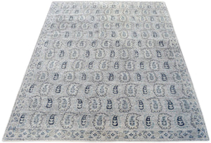 Silver Traditional Style Hand Knotted 8x10 Wool Area Rug