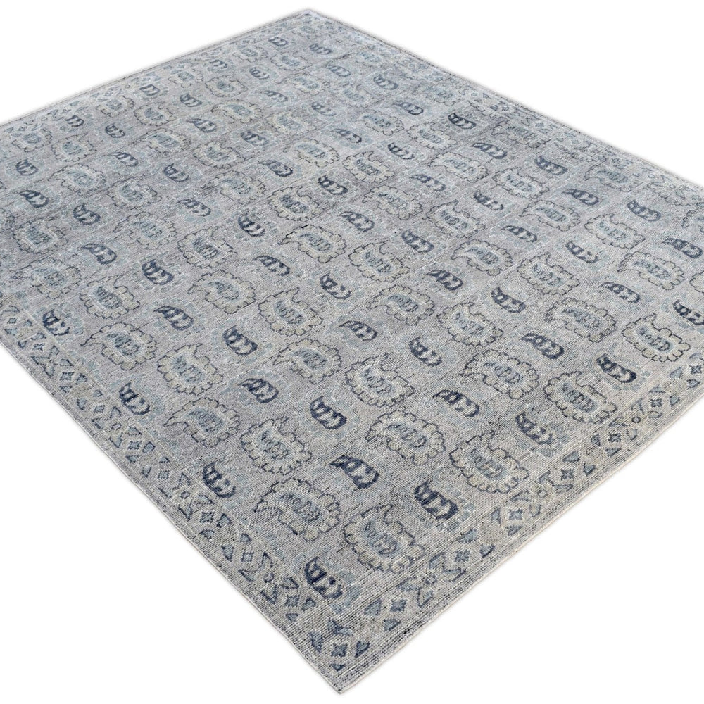 Silver Traditional Style Hand Knotted 8x10 Wool Area Rug