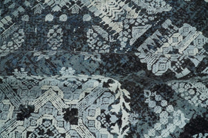 Traditional Style Blue Hand Knotted Wool 8x10 Area Rug