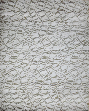 Modern Abstract White And Brown Hand loom 8x10 Viscose Area Rug