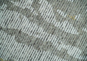 8x10 Silver and Charcoal Modern Abstract Handmade Wool Area Rug