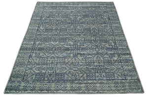 8x10 Hand Knotted Silver and Blue Traditional Persian Area Rug