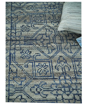 8x10 Hand Knotted Silver and Blue Traditional Persian Area Rug