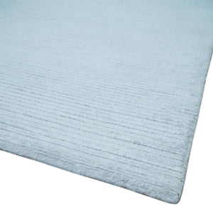 8x10 Solid Plain Blue, Silver Hand Loomed Modern Scandinavian Art Silk Loop Cut Area Rug
