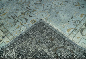 8x10 Traditional Hand Knotted Blue and Ivory Hand Knotted wool area Rug