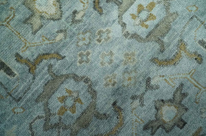 8x10 Traditional Hand Knotted Blue and Ivory Hand Knotted wool area Rug