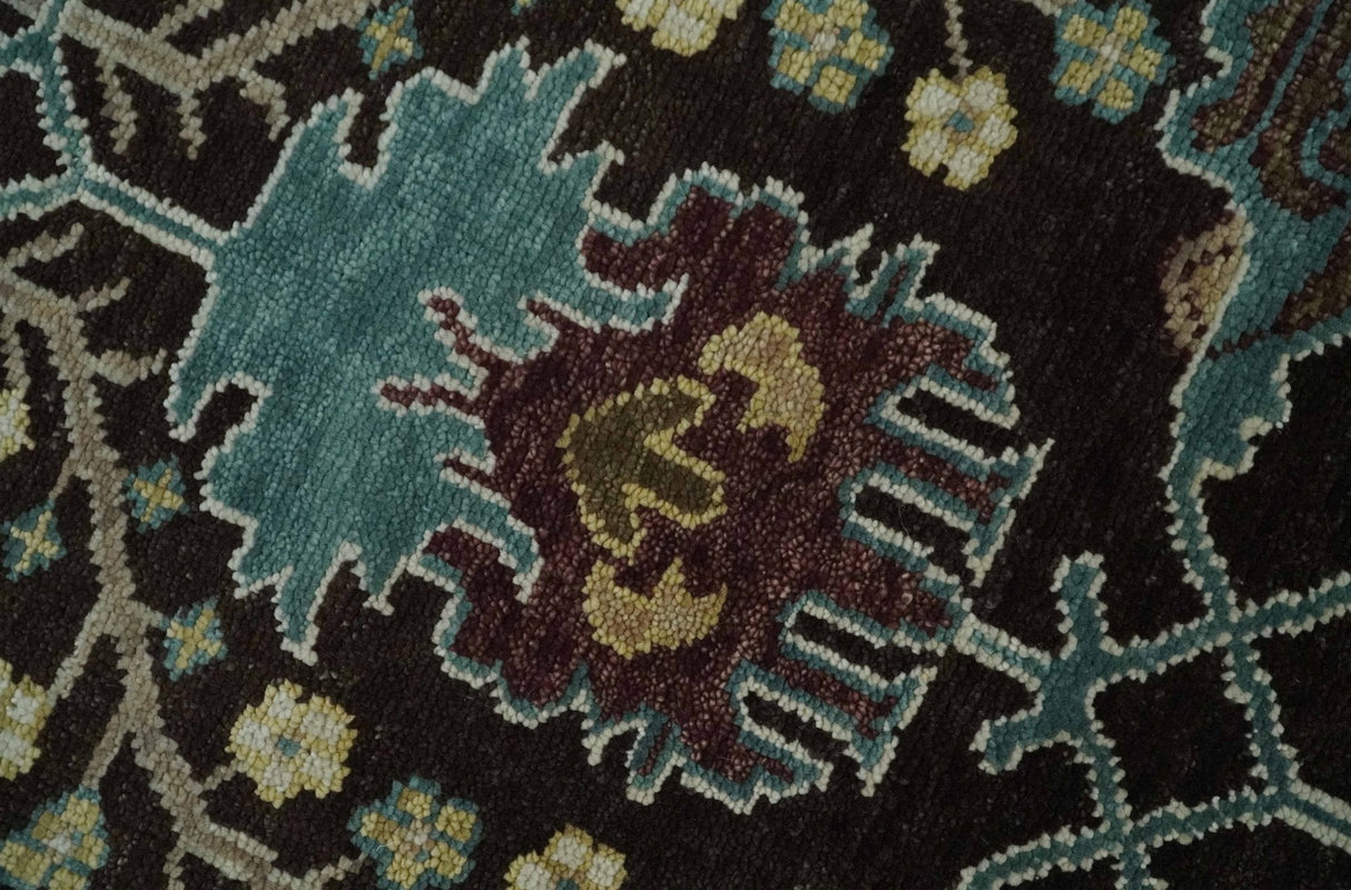 8x10 Wool Traditional Black, Beige and Blue Antique Style Hand knotted Oushak Area Rug | TRDCP1500810S