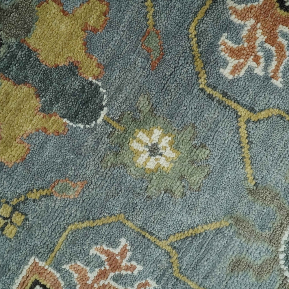 8x10 Wool Traditional Ivory and Gray Vibrant Colorful Hand knotted Oushak Area Rug | TRDCP1304810