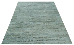 8x11 Contemporary Texture Blue, Silver and Green Hand knotted wool Area Rug