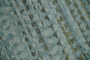 8x11 Contemporary Texture Blue, Silver and Green Hand knotted wool Area Rug