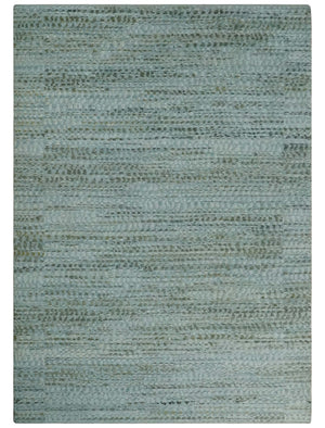 8x11 Contemporary Texture Blue, Silver and Green Hand knotted wool Area Rug