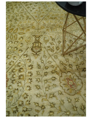 8x11 Vintage Persian Design Brown and Beige Hand Tufted Wool Area Rug