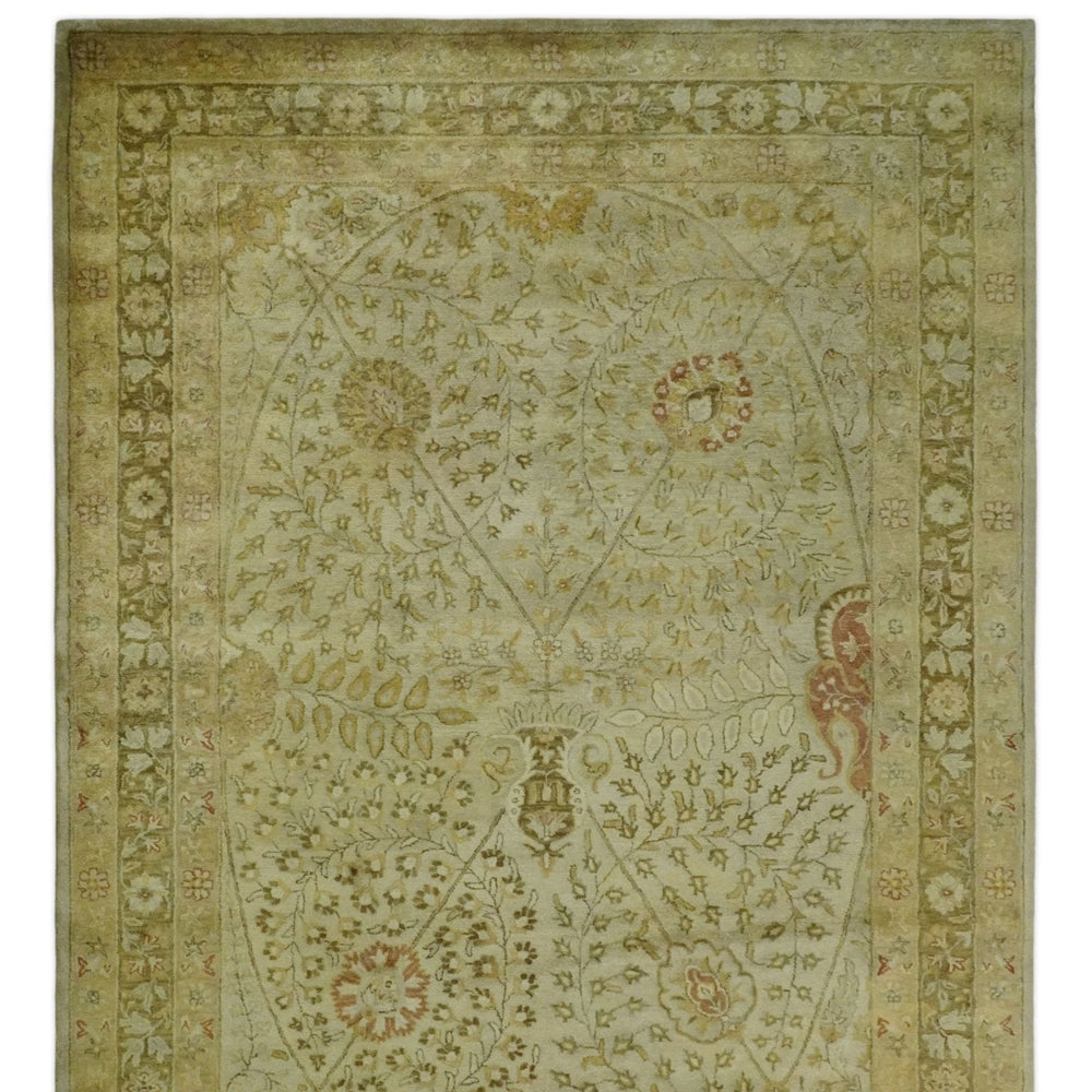 8x11 Vintage Persian Design Brown and Beige Hand Tufted Wool Area Rug