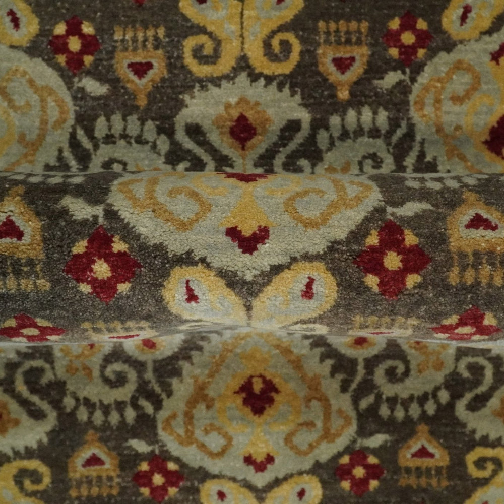 8x8 Round Fine Hand Knotted Brown and Beige Traditional Style Antique Wool Rug
