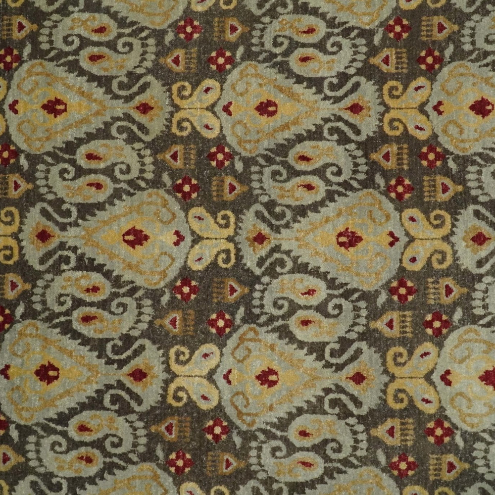 8x8 Round Fine Hand Knotted Brown and Beige Traditional Style Antique Wool Rug
