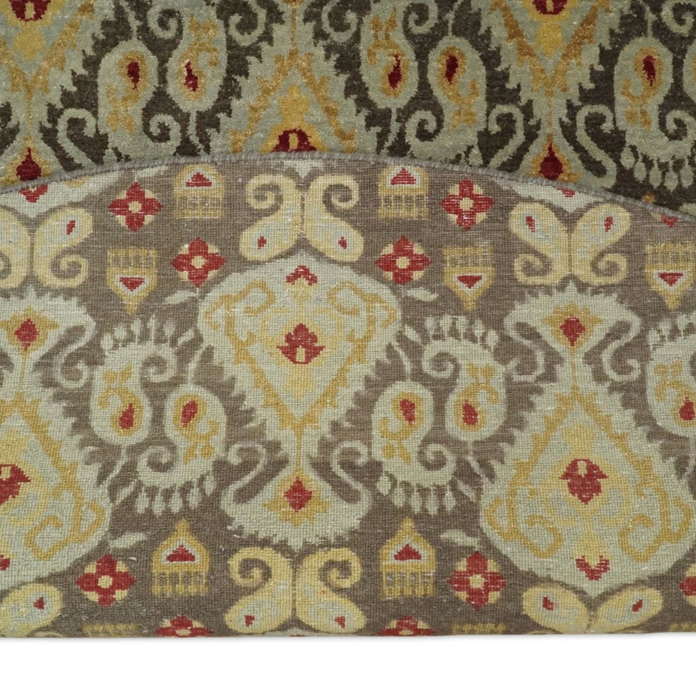 8x8 Round Fine Hand Knotted Brown and Beige Traditional Style Antique Wool Rug