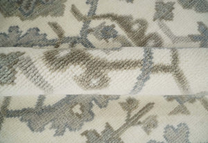 8x9 Hand Knotted Ivory and Silver Oriental Oushak Traditional Wool Area Rug