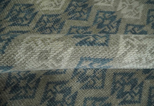 8x9.9 Gray, Ivory and Beige Honeycomb Traditional Hand Knotted Wool Area Rug