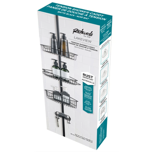4 Tier Rustproof Shower Caddy Corner Organizer with Adjustable Shelves and Tension Pole
