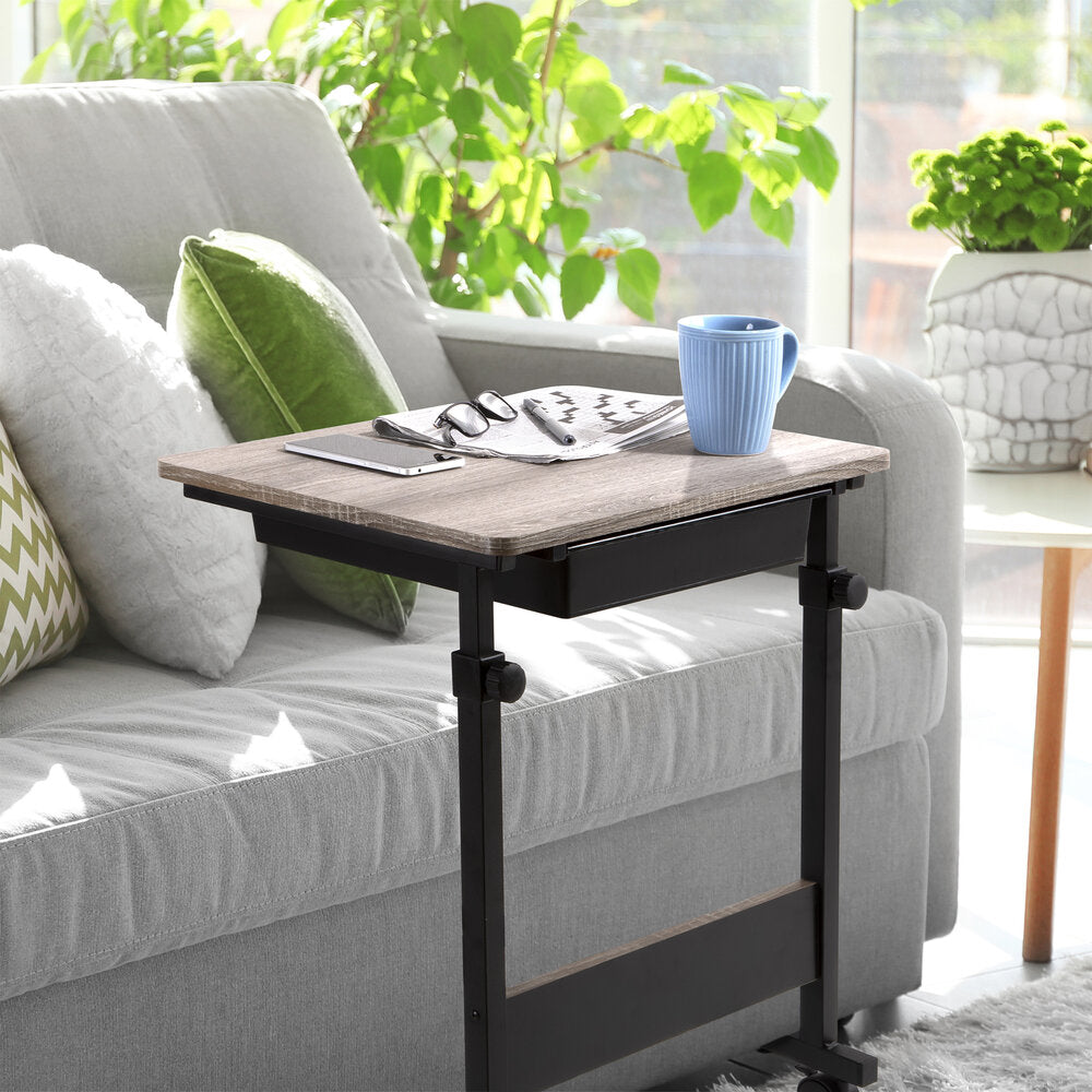 Adjustable Overbed Bedside Table with Wheels