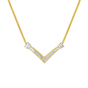 14K Yellow and White Gold 1/4 Cttw Princess Cut Diamond Channel-Set â€œVâ€ Shape 18" Pendant Necklace (H-I Color, SI2-I1 Clarity)