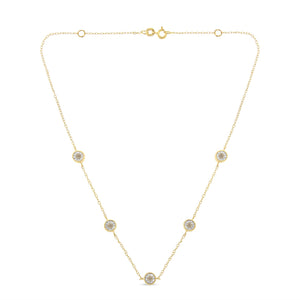 Yellow Color Plated Sterling Silver Diamond Station Necklace (1/2 cttw, K-L Color, I2-I3 Clarity)