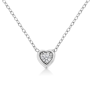 10K White Gold 1/10 Cttw Miracle Set Round-Cut Diamond Square Shape 18" Pendant Necklace (H-I Color, SI2-I1 Clarity)