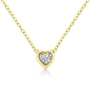 10K Yellow Gold Plated .925 Sterling Silver 1/10 Cttw Miracle Set Round Diamond Square Box Shape 18" Pendant Necklace (K-L Color, I2-I3 Clarity)