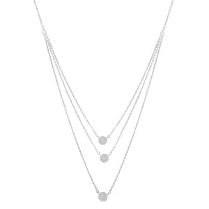 .925 Sterling Silver 1/2 Cttw Round Diamond Medallion Multi-Strand Tri Pendant 18" Necklace (H-I Color, I2-I3 Clarity)