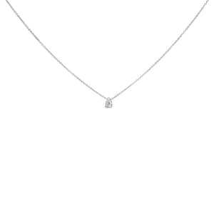 14K White Gold 1/10 Cttw Pear Shape Lab Grown Diamond Solitaire Pendant Necklace (F-G Color, VS2-SI1 Clarity)