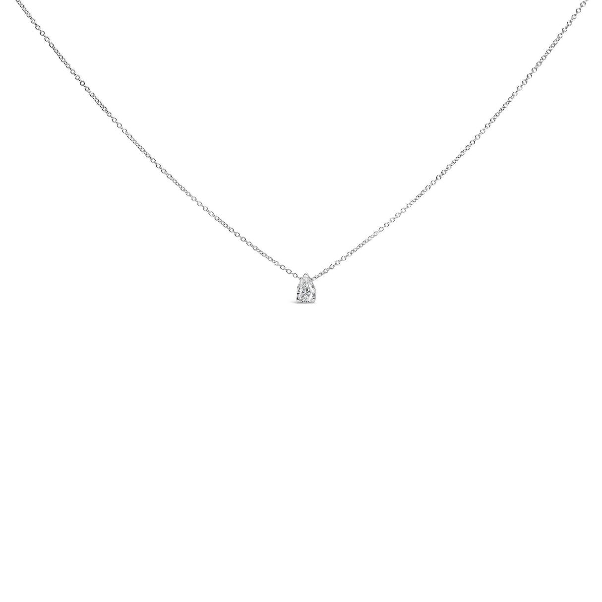 14K White Gold Pear Shape Lab Grown Diamond Solitaire Pendant Necklace (F-G Color, VS2-SI1 Clarity)