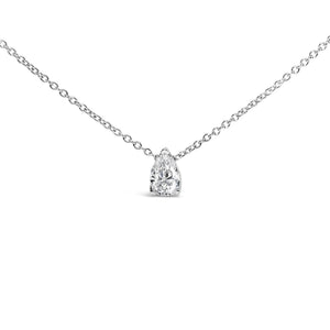 14K White Gold Pear Shape Lab Grown Diamond Solitaire Pendant Necklace (F-G Color, VS2-SI1 Clarity)
