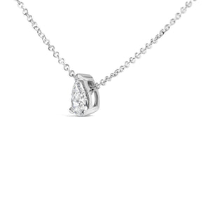 14K White Gold Pear Shape Lab Grown Diamond Solitaire Pendant Necklace (F-G Color, VS2-SI1 Clarity)