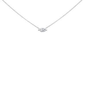 14K White Gold 1/2 Cttw Marquise Lab-Grown Diamond East West Solitaire 18" Pendant Necklace (F-G Color, VS2-SI1 Clarity)