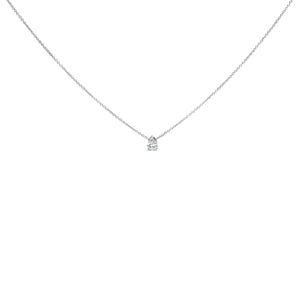 14K White Gold 1/2 Cttw Pear Shape Lab-Grown Diamond 3-Prong Solitaire Pendant Necklace 18 Inch (F-G Color, VS2-SI1 Clarity)